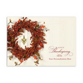 Berry Wreath Thanksgiving Card - Gold Lined Ecru Envelope